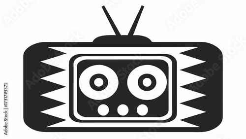 Retro radio icon with unique zigzag pattern and twin antennas, perfect for vintage music or technology themes