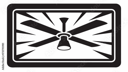 Modern ceiling fan illustration with radiating lines symbolizing airflow and cooling, perfect for home improvement and interior design projects.