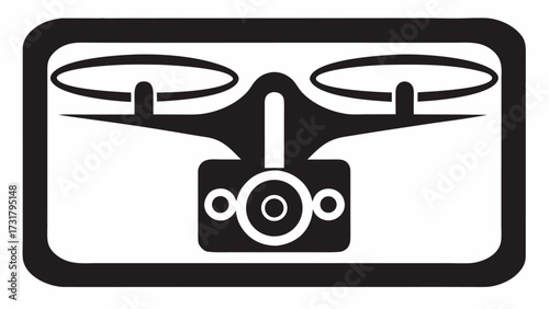 Sleek drone icon with camera captures aerial perspective for modern technology and surveillance applications
