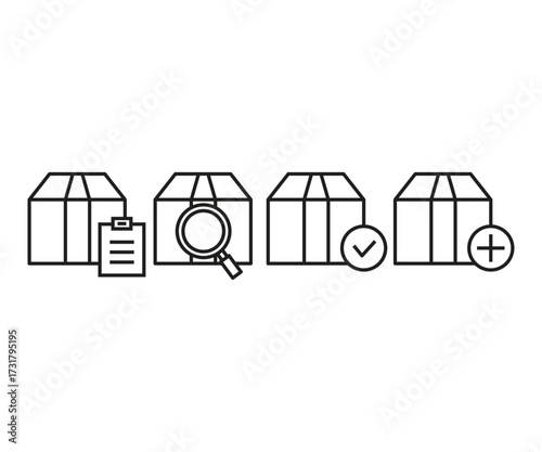 box and ui icons set vector illustration