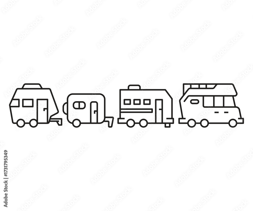 Obraz premium motor home and rv icons set vector