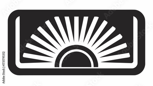 Bold sunrise silhouette symbolizing new beginnings and optimistic prospects presented in a clean, modern graphic style