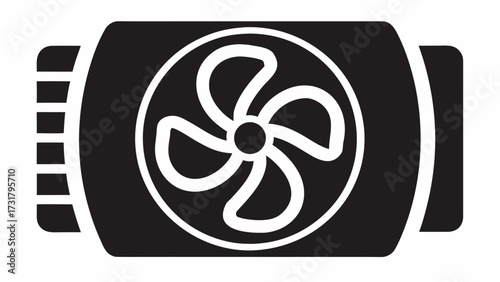 Modern cooling fan icon representing ventilation airflow and technology for industrial and home use, perfect for digital presentations.