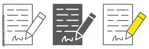 Signing contract icon, business and agreement, form sign, vector graphics, a linear pattern on a white background, eps 10.