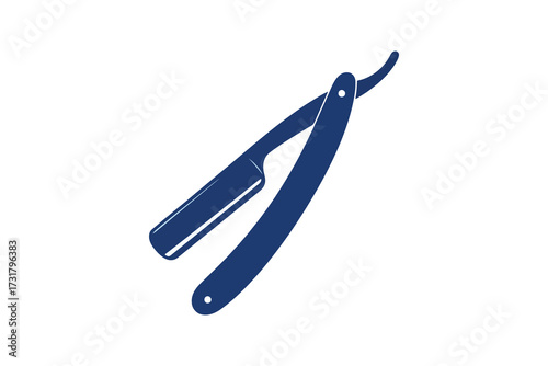 Illustration of a blue straight razor, a classic tool for shaving and grooming, often associated with barbershops and traditional shaving practices