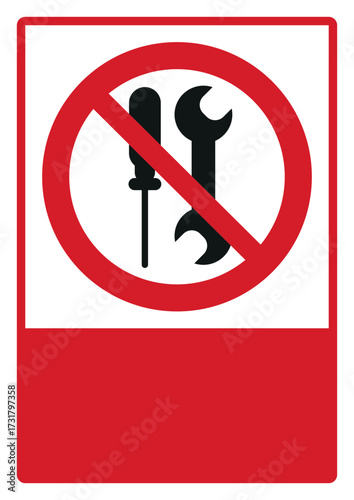prohibition_safety signs_version 2_not to be serviced by users_your custom message here_portrait_size a4/a3/a2/a1	 
