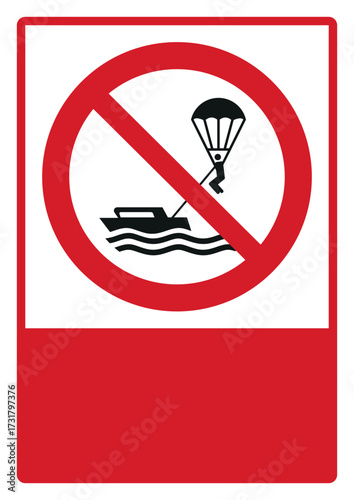prohibition_safety signs_version 2_no parasailing_your custom message here_portrait_size a4/a3/a2/a1	 
