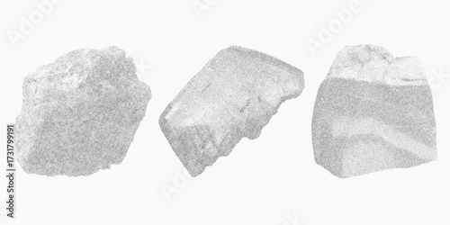 Stone and mineral outlines with subtle structure. Fine ink work, layered halftone grit, classic threshold effect and photocopy-style patina.