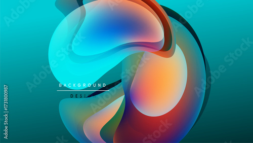 Abstract fluid shapes, vibrant colors blend. Dark background emphasizes flowing design, modern aesthetic. Smooth gradients create depth.