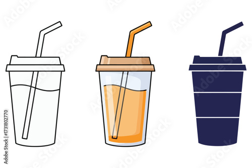 Vector art of refreshing drink in a cup line icon this vector graphic is perfect for representing beverage, refreshment, and the enjoyment of a cold drink in a clean style
