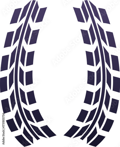 Auto racing sport font tire trace punctuation brackets. Motorsport typeface special symbol, car drive championship vector English alphabet font punctuation mark. Bike road racing typeset element