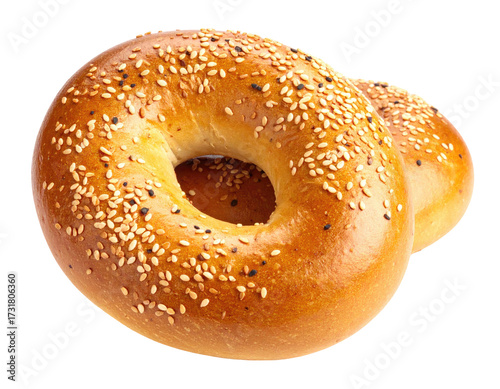 Golden bagel with sesame seeds