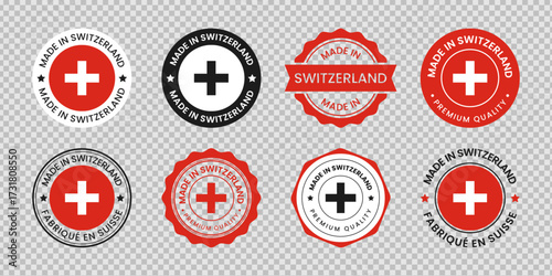Set of badge made in Switzerland label icon emblem isolated on transparent background