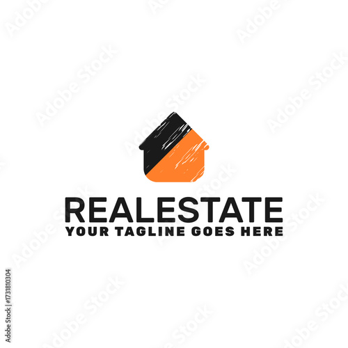 Real estate logo with brush paint effect