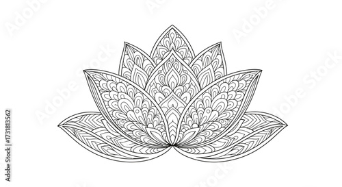 Harmonious Lotus Flower Mandala for Tranquil Adult Coloring Book Pages