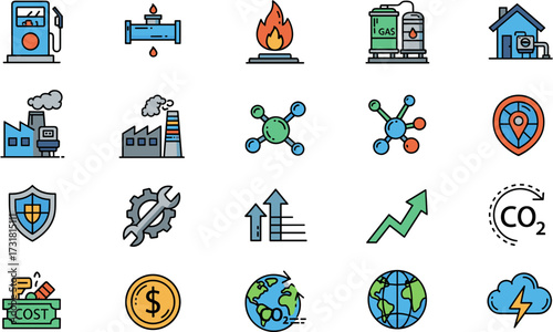 Line Art Energy and Environment Related Icon Set Pack Collection