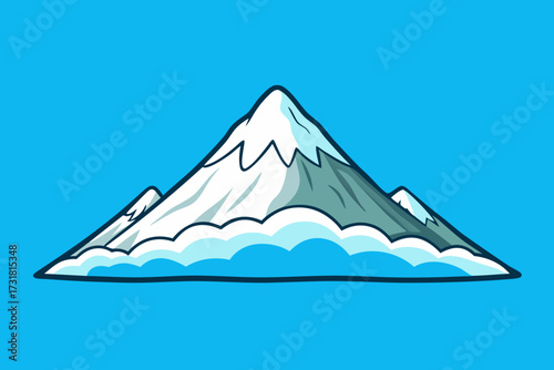 A simple cartoon illustration of a snowy mountain peak background vector illustration