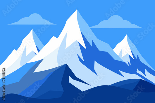 A majestic cartoon scene of snow-covered mountains vector illustration