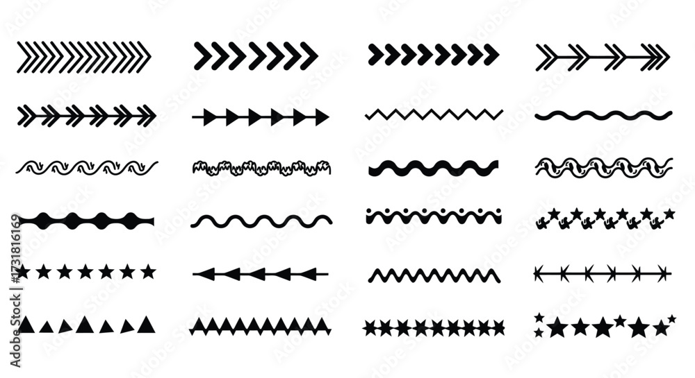 Obraz premium Collection of various black arrow and line design elements for graphic projects