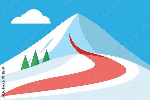 A simple cartoon of a ski slope with snow vector illustration