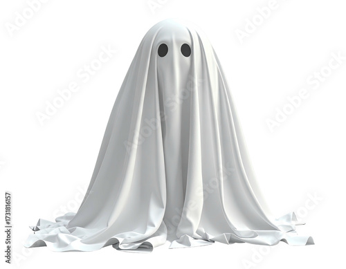 White ghost draped in a flowing sheet