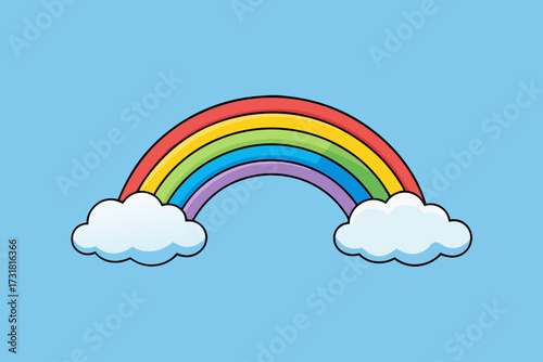 A simple cartoon background of a sky with fluffy clouds and rain vector illustration