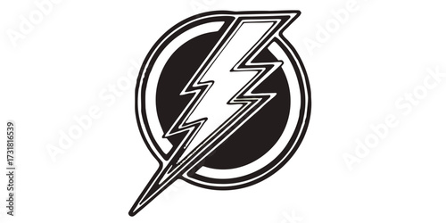 Lightning bolt circle thunder energy power electric storm design vector graphic illustration symbol sign icon