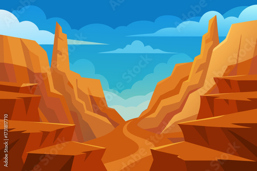 A cartoon rocky canyon background vector illustration