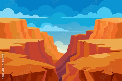 A simple cartoon illustration of a rocky canyon background vector illustration