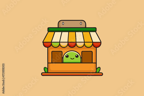 A cartoon illustration of a sandwich shop vector illustration