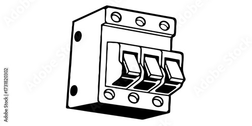 Electrical switch circuit breaker power electricity safety equipment component control panel device box fuse 3 pole