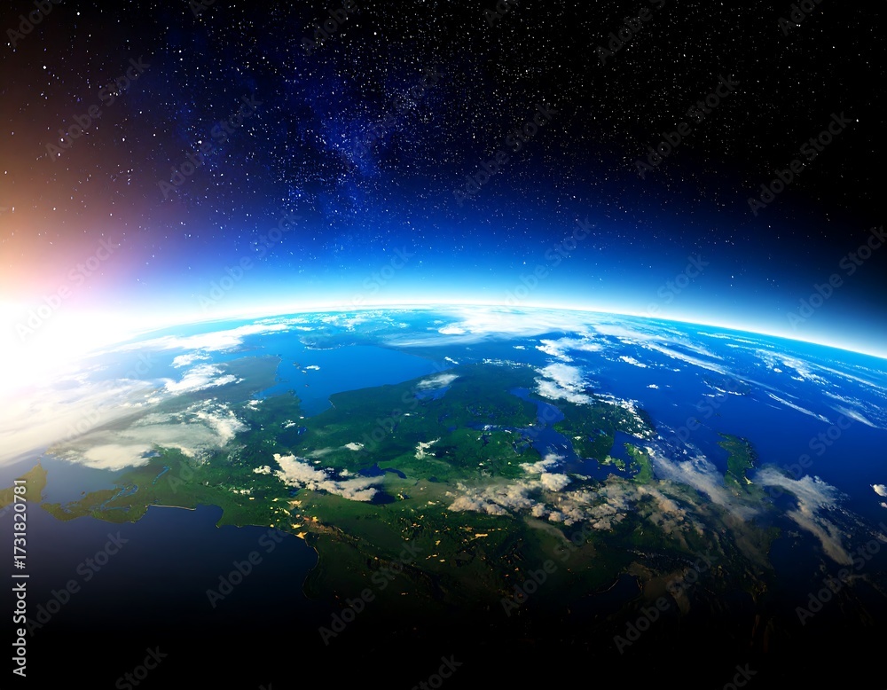 Obraz premium Earth's view from space, focused on Europe