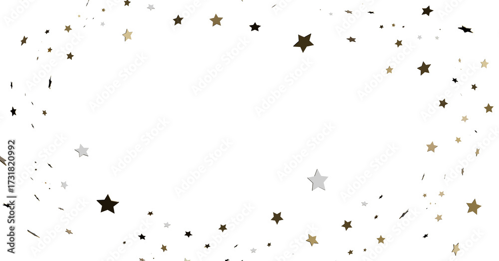 Obraz premium Gold Silver Star Confetti Frame