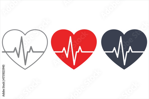 Vector art of heartbeat line in heart shape symbol of health, medicine, and cardiology for medical designs, healthcare, and awareness campaigns