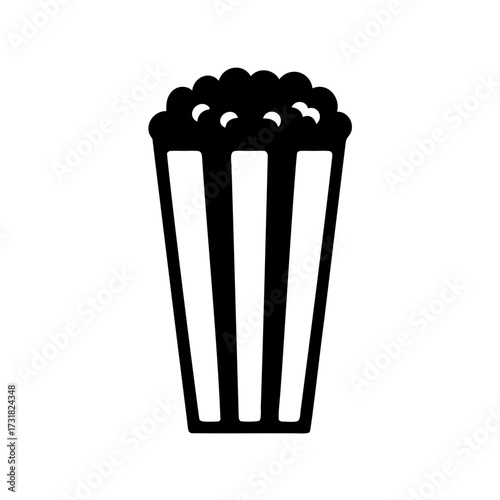 Black and white silhouette of a classic bucket of popcorn imagery
