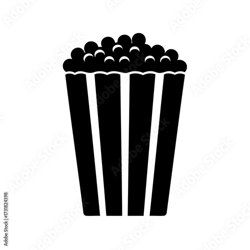 Minimalist Black and White Illustration of a Container Full of Popcorn
