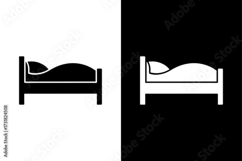 Sleeping Symbol Flat Icon on Black and White Background.