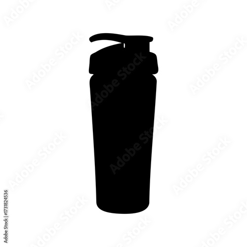 Silhouette of a protein shaker bottle, ideal for sports and fitness drinks