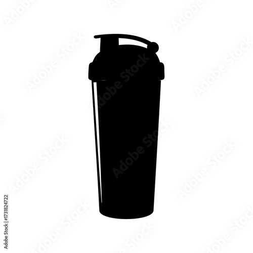 Silhouette of a protein shaker bottle, ideal for sports and fitness drinks