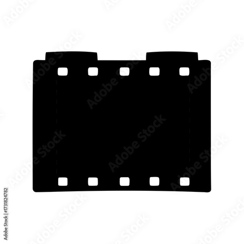 Black and white silhouette of developed negative film strip roll isolated