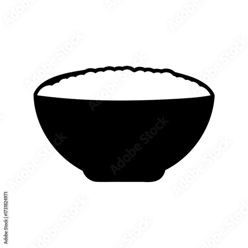 Silhouette of a bowl filled with food, a simple kitchen illustration