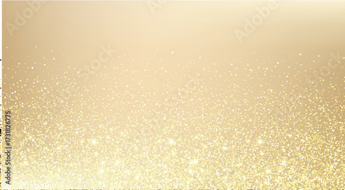 Gradient background with champagne bokeh and glitter. Beige nude gradient with gold glitter. Luxurious glitter gold blurred background with subtle texture.