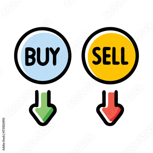 Buy Sell Icons: Cash Down Arrows for Trading