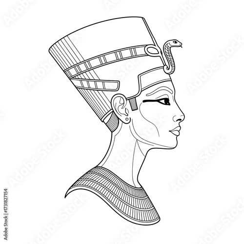 Empowering Portrait Line Art Regal Ancient Egyptian Queen Adult Coloring Page