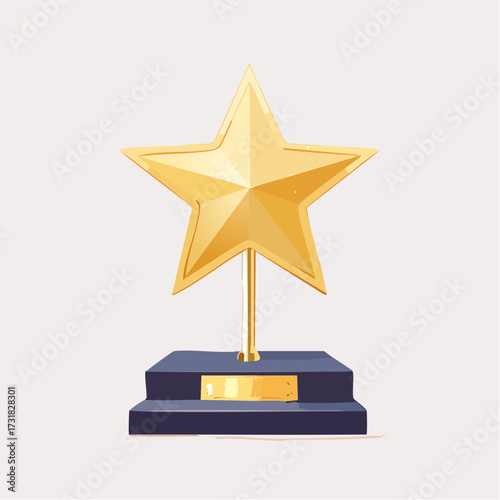 Elegant 3D star display stand with sparkling decoration and bright gold spotlights. Ideal for award ceremonies, celebrations and recognition events.