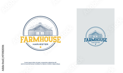 Big farmhouse hand drawn illustration logo template