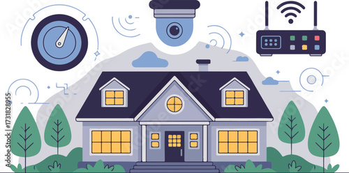 Home security system with camera and wifi router