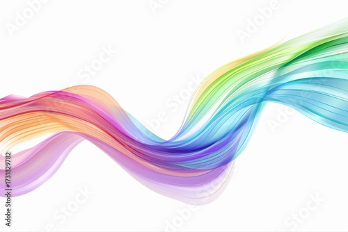 Vibrant Abstract Ribbon A Wave of Rainbow Colors for Creative Designs and on transparent background