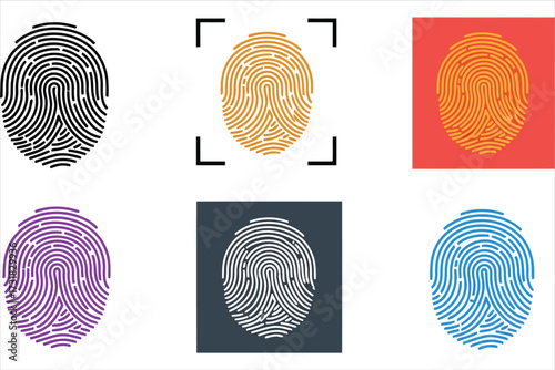 Vector art of collection of fingerprint icons in various colors set of unique biometric identification symbols for security and access control systems