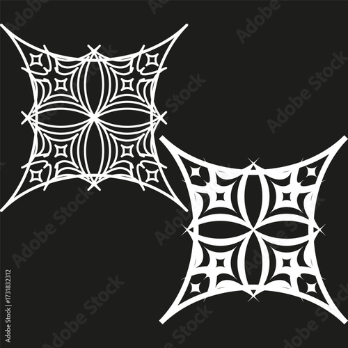 Ornate lace pattern. Abstract floral design. Symmetrical black and white. Vector decorative illustration.